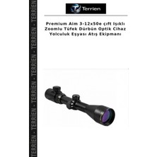 Terrien Premium Aim 3-12X50E Çıft Işıklı Zoomlu Tüfek Dürbün Optik Cihaz Yolculuk Eşyası Atış Ekipmanı