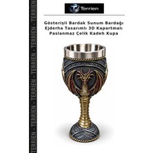 Terrien Gösterişli Bardak Sunum Bardağı Ejderha Tasarımlı 3D Kapartmalı Paslanmaz Çelik Kadeh Kupa