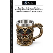 Terrien Özel Seri Ev Kupası Mutfak Bardağı Korsan Kaptanı Tasarımlı 3D Paslanmaz Çelik Kupa Bardak