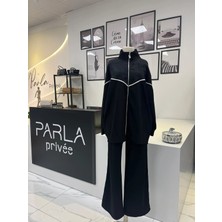 Parla Prive Leoparlı Siyah Eşofman Takım