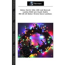 Terrien Delux Serisi 10M 100 LED Boncuk Lamba Rgb Işık Siyah Kablo Mz-18-10 Dekor Ürünü Gece Lambası