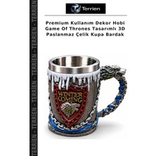 Terrien Premium Kullanım Dekor Hobi Game Of Thrones Tasarımlı 3D Paslanmaz Çelik Kupa Bardak