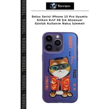 Terrien Delux Serisi iPhone 15 Pro Uyumlu Silikon Kılıf 3D Şık Aksesuar Günlük Kullanım Nakış Işlemeli