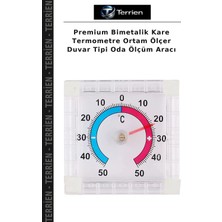 Terrien Premium Bimetalik Kare Termometre Ortam Ölçer Duvar Tipi Oda Ölçüm Aracı