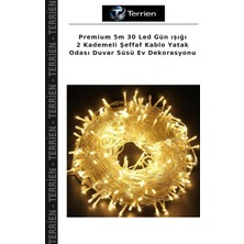 Terrien Premium 5m 30 LED Gün Işığı 2 Kademeli Şeffaf Kablo Yatak Odası Duvar Süsü Ev Dekorasyonu