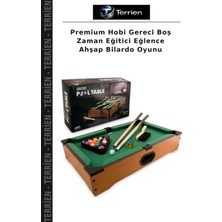 Terrien Premium Hobi Gereci Boş Zaman Eğitici Eğlence Ahşap Bilardo Oyunu