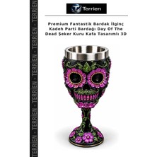 Terrien Premium Fantastik Bardak Ilginç Kadeh Parti Bardağı Day Of The Dead Şeker Kuru Kafa Tasarımlı 3D