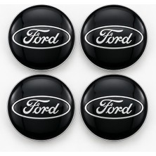 Ford Focus Fiesta Kuga Mondeo C-Max Puma Uyumlu Jant Göbeği 4'lü Set Siyah Yeni Model – 54 mm Dış Çap / 50 mm Iç Tırnak Çapı
