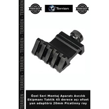 Terrien Özel Seri Montaj Aparatı Avcılık Ekipmanı Taktik 45 Derece Açı Ofset Yan Adaptörü 20MM Picatinny Ray