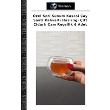 Terrien Özel Seri Sunum Kasesi Çay Saati Kahvaltı Hazırlığı Çift Cidarlı Cam Reçellik 6 Adet