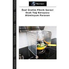 Terrien Özel Üretim Piknik Gereci Ocak Yağ Koruyucu Alüminyum Paravan