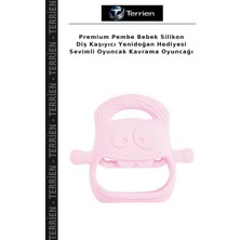 Terrien Premium Pembe Bebek Silikon Diş Kaşıyıcı Yenidoğan Hediyesi Sevimli Oyuncak Kavrama Oyuncağı