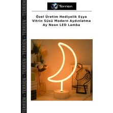 Terrien Özel Üretim Hediyelik Eşya Vitrin Süsü Modern Aydınlatma Ay Neon LED Lamba
