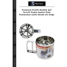 Terrien Premium Pratik Mutfak Şef Tercihi Pudra Şekeri Elek Paslanmaz Çelik Gövde Un Eleği