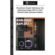 Terrien Premium Siyah Kablosuz Su Geçirmez Kapı Zili Is Yeri Teknik Alet Çalışma Odası