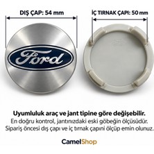 Camel Shop Ford Focus Fiesta Kuga Mondeo C-Max Puma Uyumlu 54 mm Jant Göbeği 4'lü Set Gri Mavi – 50 mm Iç Tırnak Çapı A