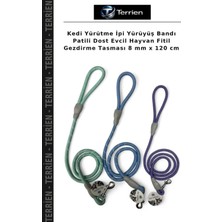 Terrien Kedi Yürütme Ipi Yürüyüş Bandı Patili Dost Evcil Hayvan Fitil Gezdirme Tasması 8 mm x 120 cm