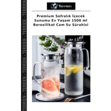 Terrien Premium Sofralık Içecek Sunumu Ev Yaşam 1500 ml Borosilikat Cam Su Sürahisi