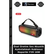 Terrien Özel Üretim Ses Akustik Aydınlatmalı Kablosuz Hoparlör F39 16W
