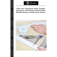Terrien Özel Seri Yapışkanlı Şerit Tezgâh Koruyucu Sızdırmazlık Şeridi Bant Mutfak Banyo Lavabo Ocak Kenarı