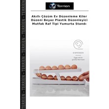 Terrien Akıllı Çözüm Ev Düzenleme Kiler Düzeni Beyaz Plastik Düzenleyici Mutfak Raf Tipi Yumurta Standı