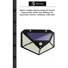 Terrien Akıllı Lamba Güneş Enerjili Enerji Tasarruflu Solar Dış Mekan Su Geçirmez Duvar Lambası 100 LED
