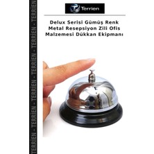 Terrien Delux Serisi Gümüş Renk Metal Resepsiyon Zili Ofis Malzemesi Dükkan Ekipmanı