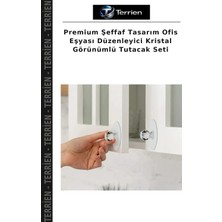 Terrien Premium Şeffaf Tasarım Ofis Eşyası Düzenleyici Kristal Görünümlü Tutacak Seti