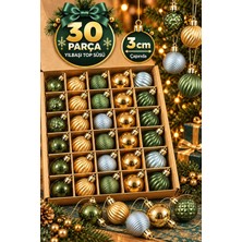 Bee Games 30 Adet Premium Karışık Lüks Yılbaşı Çam Ağacı Süsü Dekor Süsleme Seti Cici Top 3 cm Mini Cici Toplar