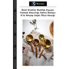 Terrien Özel Üretim Mutfak Eşyası Yemek Hazırlığı Sofra Detayı 4'lü Ahşap Saplı Ölçü Kaşığı