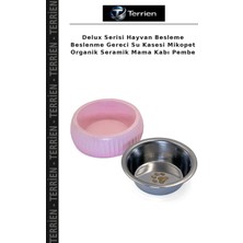 Terrien Delux Serisi Hayvan Besleme Beslenme Gereci Su Kasesi Mikopet Organik Seramik Mama Kabı Pembe