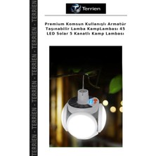 Terrien Premium Komsun Kullanışlı Armatür Taşınabilir Lamba Kamplambası 45 LED Solar 5 Kanatlı Kamp Lambası