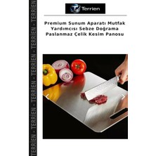 Terrien Premium Sunum Aparatı Mutfak Yardımcısı Sebze Doğrama Paslanmaz Çelik Kesim Panosu