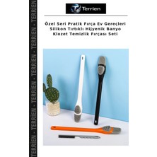 Terrien Özel Seri Pratik Fırça Ev Gereçleri Silikon Tırtıklı Hijyenik Banyo Klozet Temizlik Fırçası Seti