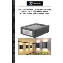 Terrien Dekoratif Lamba Çevre Dostu Güneş Enerjili Solar Dış Mekan Bahçe 4 Ledli Duvar Aydınlatması IP65