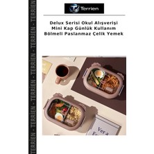 Terrien Delux Serisi Okul Alışverişi Mini Kap Günlük Kullanım Bölmeli Paslanmaz Çelik Yemek