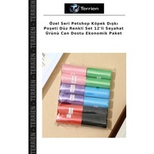 Terrien Özel Seri Petshop Köpek Dışkı Poşeti Düz Renkli Set 12'li Seyahat Ürünü Can Dostu Ekonomik Paket
