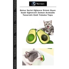 Terrien Delux Serisi Eğlence Ürünü Oyun Saati Eğlenceli Zaman Avokado Tasarımlı Kedi Yalama Topu