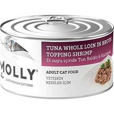 Hilera Molly Et Suyu Içerisinde Ton Balıklı ve Karidesli Yetişkin Kedi Konservesi 85GR
