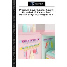 Terrien Premium Duvar Askılığı Askılık Sistemleri 10 Kancalı Raylı Mutfak Banyo Düzenleyici Askı