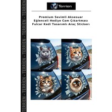 Terrien Premium Sevimli Aksesuar Eğlenceli Hediye Cam Çıkartması Fulcar Kedi Tasarımlı Araç Stickerı