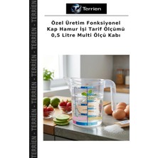 Terrien Özel Üretim Fonksiyonel Kap Hamur Işi Tarif Ölçümü 0,5 Litre Multi Ölçü Kabı