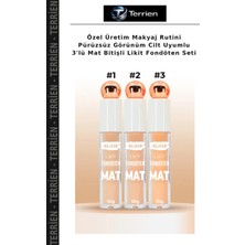 Terrien Özel Üretim Makyaj Rutini Pürüzsüz Görünüm Cilt Uyumlu 3'lü Mat Bitişli Likit Fondöten Seti