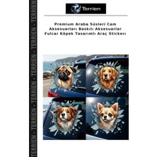 Terrien Premium Araba Süsleri Cam Aksesuarları Baskılı Aksesuarlar Fulcar Köpek Tasarımlı Araç Stickerı