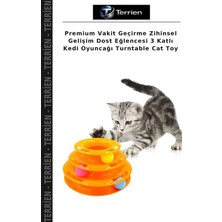 Terrien Premium Vakit Geçirme Zihinsel Gelişim Dost Eğlencesi 3 Katlı Kedi Oyuncağı Turntable Cat Toy