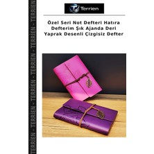 Terrien Özel Seri Not Defteri Hatıra Defterim Şık Ajanda Deri Yaprak Desenli Çizgisiz Defter