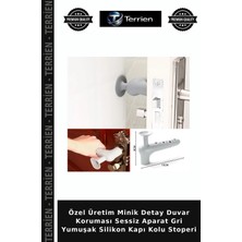 Terrien Özel Üretim Minik Detay Duvar Koruması Sessiz Aparat Gri Yumuşak Silikon Kapı Kolu Stoperi