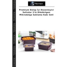 Terrien Premium Dolap Içi Düzenleyici Sofralar 3'lü Dikdörtgen Mikrodalga Saklama Kabı Seti