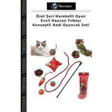 Terrien Özel Seri Hareketli Oyun Evcil Hayvan Yılbaşı Konseptli Kedi Oyuncak Seti