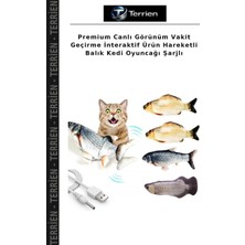 Terrien Premium Canlı Görünüm Vakit Geçirme Interaktif Ürün Hareketli Balık Kedi Oyuncağı Şarjlı